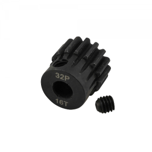 5mm Bore 32DP - 16T Hardened Steel Motor Pinions Gear - Black with M4 set screw
