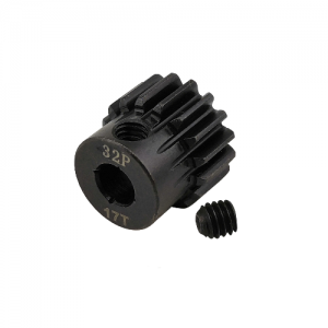 5mm Bore 32DP - 17T Hardened Steel Motor Pinions Gear - Black with M4 set screw