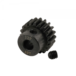 5mm Bore 32DP - 20T Hardened Steel Motor Pinions Gear - Black with M4 set screw