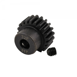 5mm Bore 32DP - 21T Hardened Steel Motor Pinions Gear - Black with M4 set screw