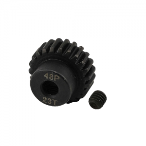 3.175 Bore 48DP - 23T Hardened Steel Motor Pinions Gear - Black with M3 set screw
