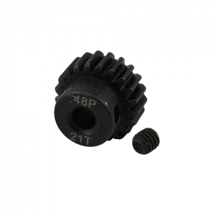 3.175 Bore 48DP - 21T Hardened Steel Motor Pinions Gear - Black with M3 set screw