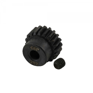3.175 Bore 48DP - 20T Hardened Steel Motor Pinions Gear - Black with M3 set screw