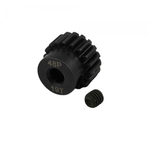 3.175 Bore 48DP - 19T Hardened Steel Motor Pinions Gear - Black with M3 set screw