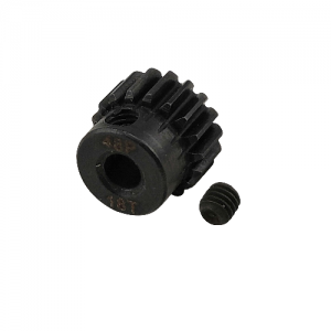 3.175 Bore 48DP - 18T Hardened Steel Motor Pinions Gear - Black with M3 set screw