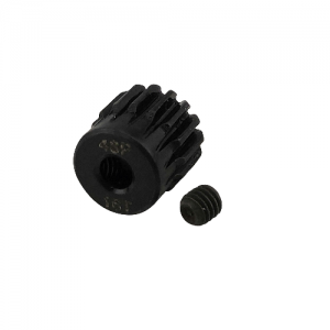 3.175 Bore 48DP - 16T Hardened Steel Motor Pinions Gear - Black with M3 set screw