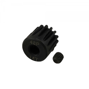 3.175 Bore 48DP - 14T Hardened Steel Motor Pinions Gear - Black with M3 set screw