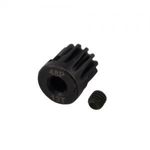 3.175 Bore 48DP - 13T Hardened Steel Motor Pinions Gear - Black with M3 set screw
