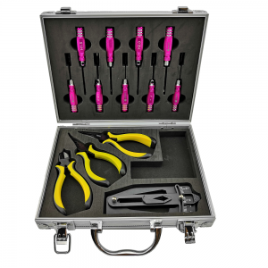 Classic Tool Bag - Mixed 14pcs Set Hex2*1.5mm/2.0mm/2.5mm/3.0mm / Philips 0# / Slotted 1#  / Nut4.0mm/5.5mm Needle-Nose Plier / Diagonal Cutter / Ball Link Plier / Voltage Tester / Screw Pitch Ruler White Steel Metal Black/Blue/Red 14pcs/set