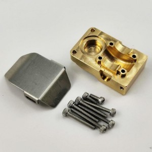 Brass Diff Cover with Fender for SCX24 (Brass Diff Cover with SS skid Plate)