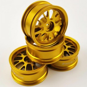 Alloy 1/10 On Road Drift Car Wheel Rims - B Style Gold 52x26mm  4pcs/set