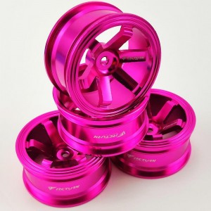 Alloy 1/10 On Road Drift Car Wheel Rims - C Style Pink 52x26mm  4pcs/set