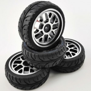 1/10 Rally Tire with Aluminum Rims - Silver A 4pcs/set 65x25mm Rims Dia: 45mm     12mm Hex