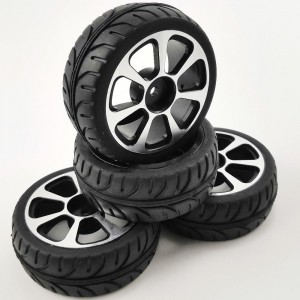 1/10 Rally Tire with Aluminum Rims - Silver B 4pcs/set 65x25mm Rims Dia: 45mm     12mm Hex