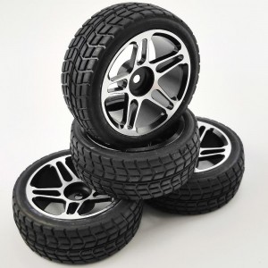 1/10 Rally Tire with Aluminum Rims - Silver C 2pcs/set 67x22mm Rims Dia: 45mm     12mm Hex