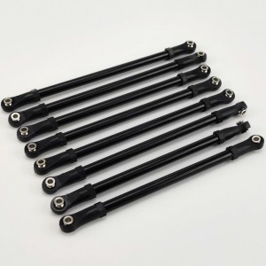 Alloy Suspension Links Set - Black 313 Wheelbase, 8pcs/set 139/132/124x6mm (SCX10 II 90046 ax10 f350 rc01 d90) Plastic Rod End