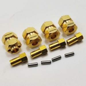 Brass Wheel Hex Adaptor with +4 Extensions for SCX24 8x8x9.5mm (7x3mm) Pin Hole Depth:4mm Offset: 4mm
