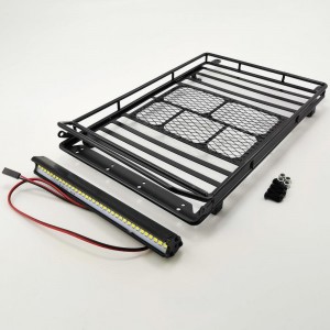 Roof Luggage Rack with LED Light Bar for 1/10 RC Cars 230mm*143mm*25mm 360g