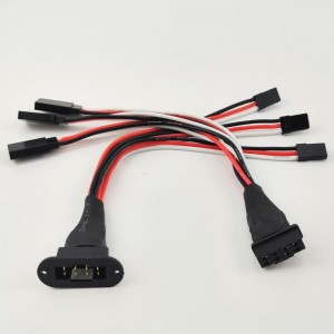 Futaba 3 Male to 3 Female Conversion Connector with Flange Connector Triple Servo Wing Harness  3M3F 20AWG 150mm
