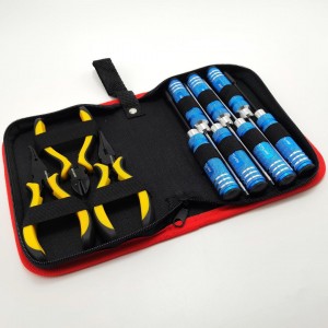 Classic Tool Bag - Mixed 10pcs Set Philips 0# / Soltted 1# Hex1.5mm/H2.0mm/ H2.5mm Box4.0mm/5.5mm Needle-Nose Plier / Diagonal Cutter / Ball Link Plier HSS Metal (Blue)
