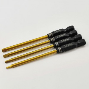 Classic Tit-Coated Tips 4pcs (6.35mm/1/4) - RC Power Tool Tips​ Hex1.5/2.0/ 2.5/3.0mm/ L=78mm, 4pcs/set
