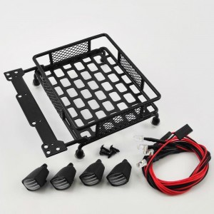 110mm Roof Luggage Rack with Oval LED Light Bar for 1/10  RC Cars 110*103mm