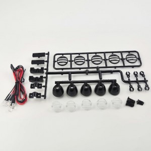 RC LED Light Set - 5 Leads with Plastic Roof Rack for 1/10 RC Crawlers - Black 115.5x15x29mm Lead Dia: 4.85mm