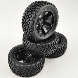 J Type - Black 1/10 Rally Tires for HSP94123 94122, 12mm hex   75x30mm,   4pcs/set without gluded