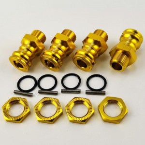 Aluminum 23mm Extension 17mm Wheel Hex Adapter - Gold (1/8 Scale Monster Truck Truggy)  All Length: 31mm Bore Dia: 8mm 4pcs/set