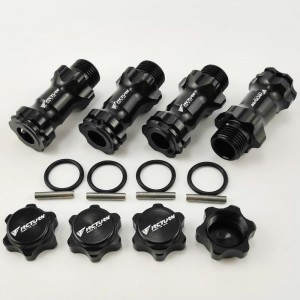 Aluminum 30mm Extension 17mm Wheel Hex Adapter - Black (1/8 Scale Monster Truck Truggy)  All Length: 37mm Bore Dia: 8mm 4pcs/set