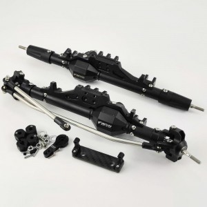 V2 Alloy Complete Assembled Axle w/ heavy Duty Gears & Truss & Steering Knuckle - Black for Axial Wraith / RR10