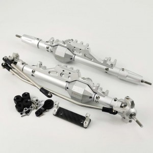 V2 Alloy Complete Assembled Axle w/ heavy Duty Gears & Truss & Steering Knuckle - Silver for Axial Wraith / RR11