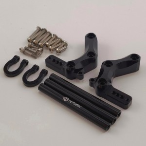 Alloy Front / Rear Bumper Set with Scale Tow Shackles for 1/10 LCG RC Crawler - Black