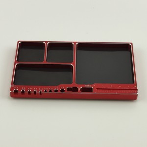 Alloy Multifunctional Screw & Parts Tray - Red Screw Length (0-5cm) & Size (M2.0-5.0) Measuring  Soldering Jigs for Bullet 3.0-5.0mm, XT60, T-Pug/Deans,  Size: 159*100x11mm  Weight: 214g