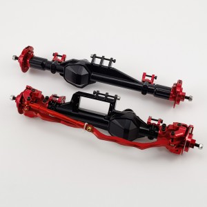 Metal Complete Assembled Axle w/ heavy Duty Gears & Truss & Steering Knuckle for Axial RBX10 Ryft: Red