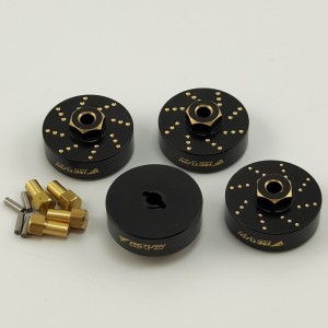 Black Brass Wheel Weight with Extended +2mm Hex Adaptor  19.8x19.8x9.5mm Hex Adaptor: 7mm Pin Hole Depth: 4mm Offset: 5.5mm 16g/pc 4pcs/set
