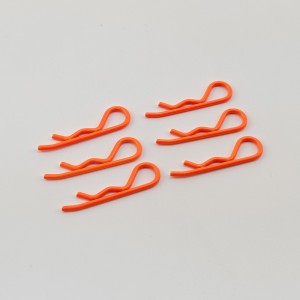 Metallic Body Clips for 1/8 1/5 RC Car: Fluorescent Orange Rod Dia: 1.8mm Length: 40mm 6pcs/bag