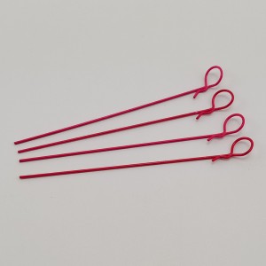 Big Ring Extra Long Metallic Body Clips for 1/10 RC Car: Fluorescent Red Rod Dia: 1.2mm Length: 120mm Ring Dia: 12.5mm 4pcs/bag