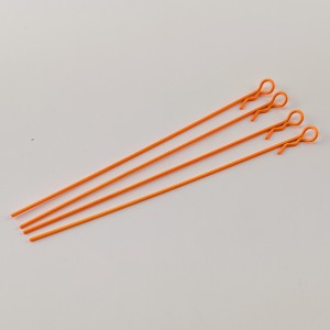 Small Ring Extra Long Metallic Body Clips for 1/10 RC Car: Fluorescent Orange Rod Dia: 1.2mm Length: 120mm Ring Dia: 6.4mm 4pcs/bag