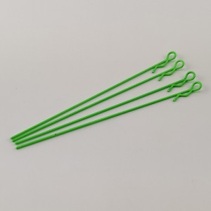 Small Ring Extra Long Metallic Body Clips for 1/10 RC Car: Fluorescent Green Rod Dia: 1.2mm Length: 120mm Ring Dia: 6.4mm 4pcs/bag
