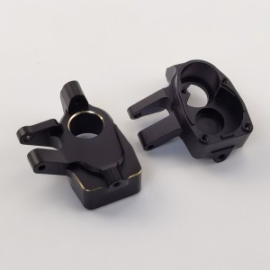 V2 Black Brass Inner Front Portal Housing / Front Steering Knuckle Set for Axial Capra1.9 UTB / SCX10 III: A Style 55g/pc 2pcs/set