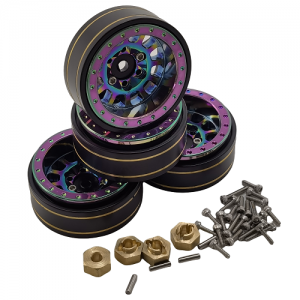 Aluminum Beadlock Crawler Wheels with Brass Ring for TRX-4M / TRX4M 1/18th Scale Crawler: Purple 4pcs/set