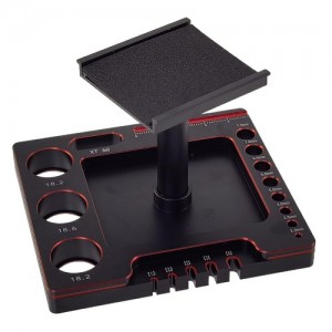 Aluminum RC Car Rotating Stand / Display Work Stand / Repair Station 100x89.5x(66.5-122.5)mm for TRX-4M / TRX4M 1/18th Scale Crawler: Black / Red