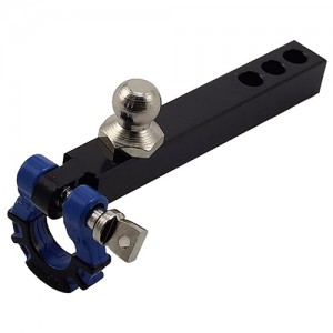 Aluminium Trailer Drop Hitch Receiver Towball with Scale Tow Shackles for 1/10th Scale Crawler: Black / Blue