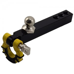 Aluminium Trailer Drop Hitch Receiver Towball with Scale Tow Shackles for 1/10th Scale Crawler: Black / Yellow