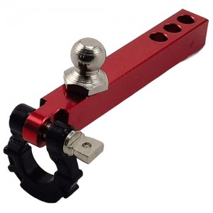 Aluminium Trailer Drop Hitch Receiver Towball with Scale Tow Shackles for 1/10th Scale Crawler: Red / Black