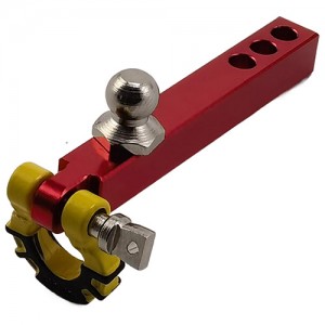 Aluminium Trailer Drop Hitch Receiver Towball with Scale Tow Shackles for 1/10th Scale Crawler: Red / Yellow