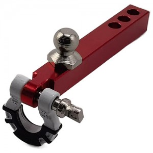 Aluminium Trailer Drop Hitch Receiver Towball with Scale Tow Shackles for 1/10th Scale Crawler: Red / White