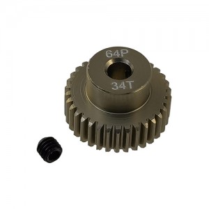 3.175 Bore 64DP - 34T Aluminum 7075 Hard Coated Motor Pinions Gear - Ti Gold with M3 set screw