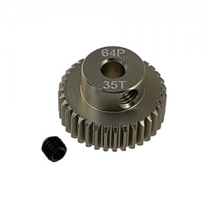 3.175 Bore 64DP - 35T Aluminum 7075 Hard Coated Motor Pinions Gear - Ti Gold with M3 set screw